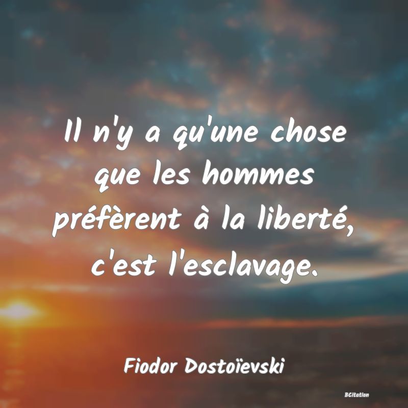 image de citation: Il n'y a qu'une chose que les hommes préfèrent à la liberté, c'est l'esclavage.