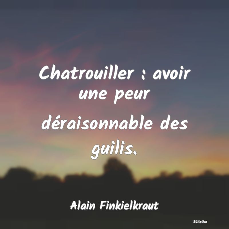 image de citation: Chatrouiller : avoir une peur déraisonnable des guilis.