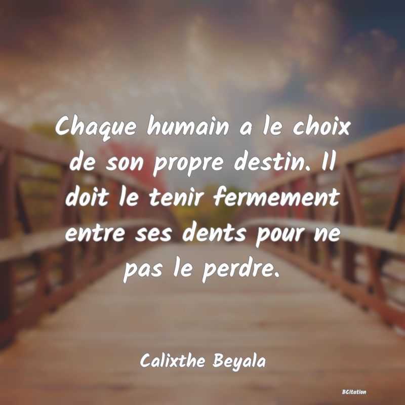 image de citation: Chaque humain a le choix de son propre destin. Il doit le tenir fermement entre ses dents pour ne pas le perdre.