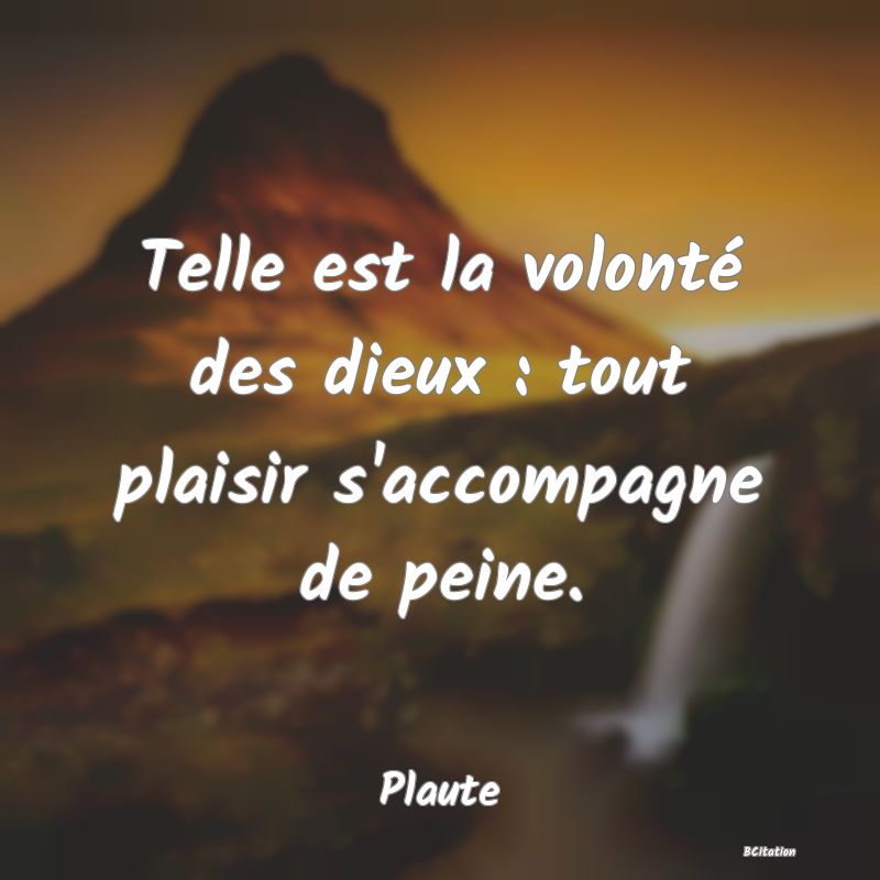 image de citation: Telle est la volonté des dieux : tout plaisir s'accompagne de peine.