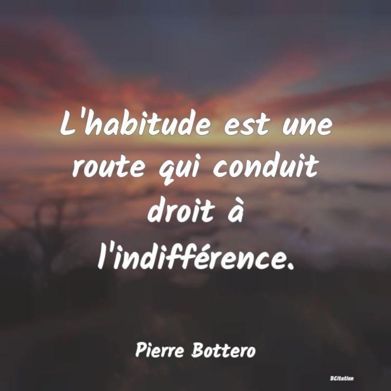 image de citation: L'habitude est une route qui conduit droit à l'indifférence.