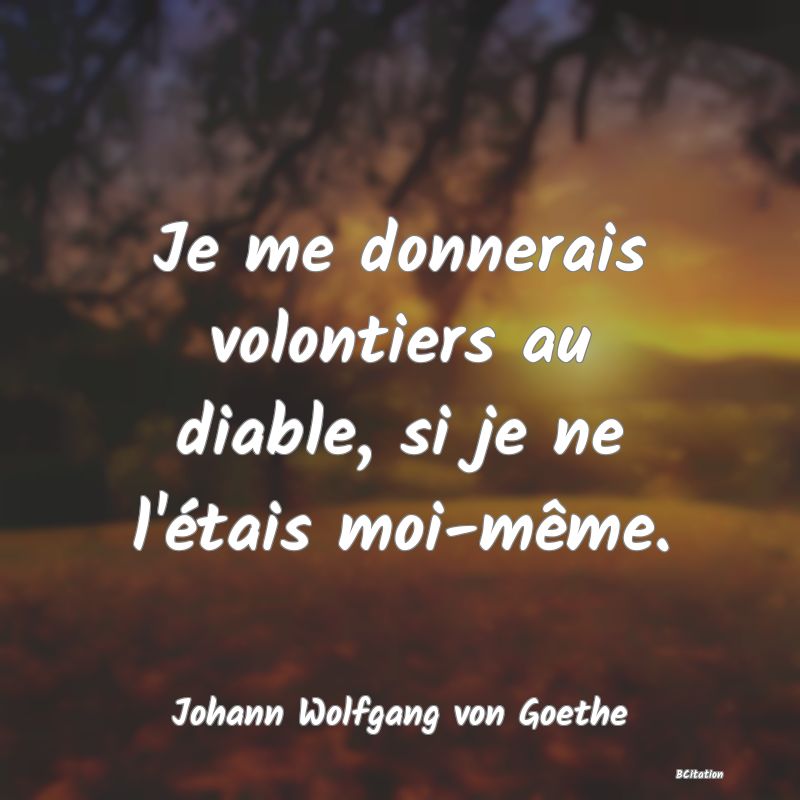 image de citation: Je me donnerais volontiers au diable, si je ne l'étais moi-même.