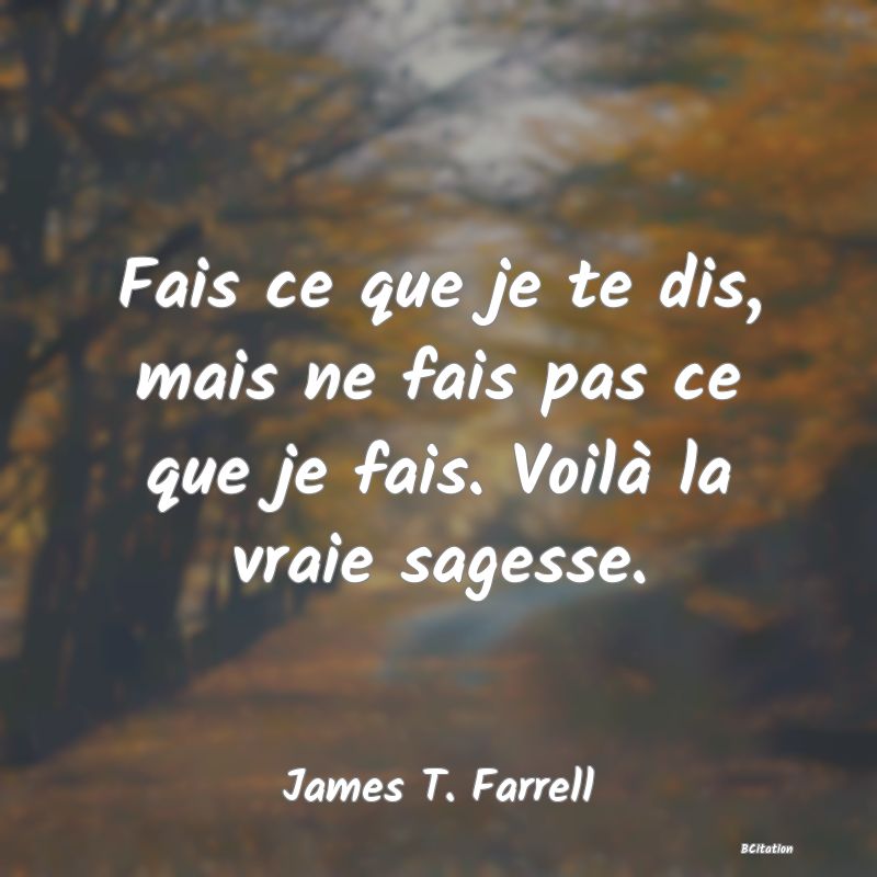 image de citation: Fais ce que je te dis, mais ne fais pas ce que je fais. Voilà la vraie sagesse.