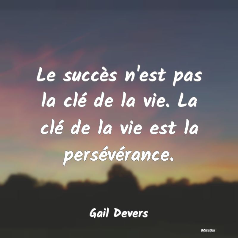 Belle Citation - Le succès n'est pas la clé de la vie. La clé de la vie est la persévérance. - Gail Devers