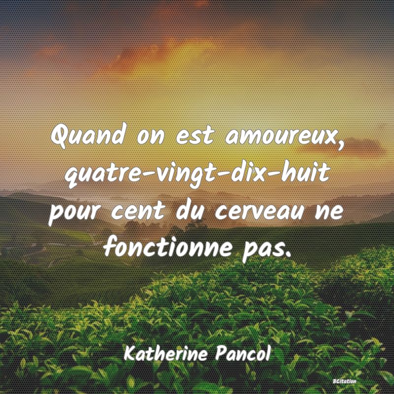 image de citation: Quand on est amoureux, quatre-vingt-dix-huit pour cent du cerveau ne fonctionne pas.