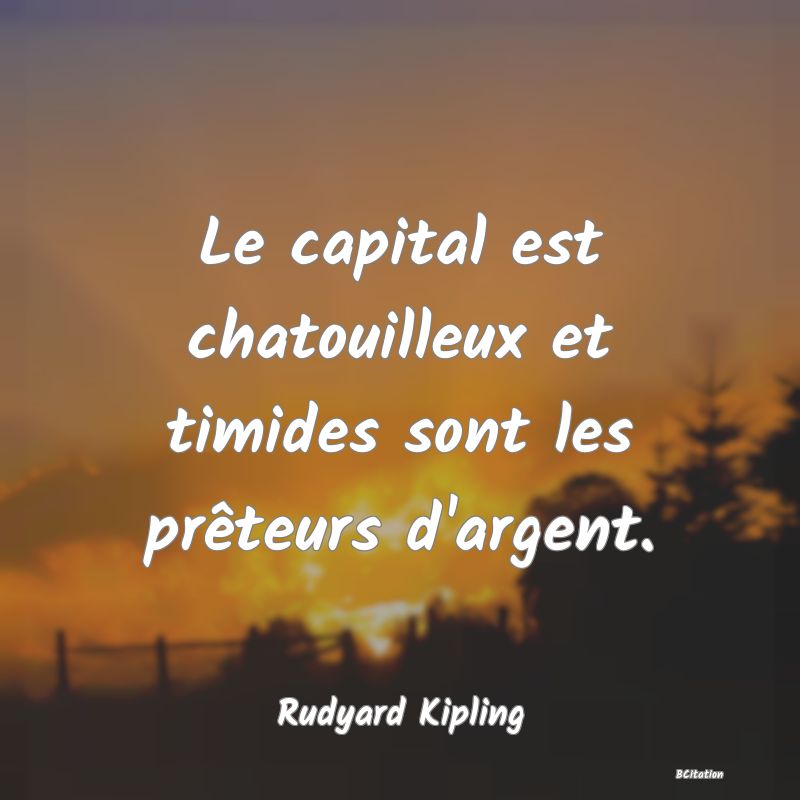 image de citation: Le capital est chatouilleux et timides sont les prêteurs d'argent.