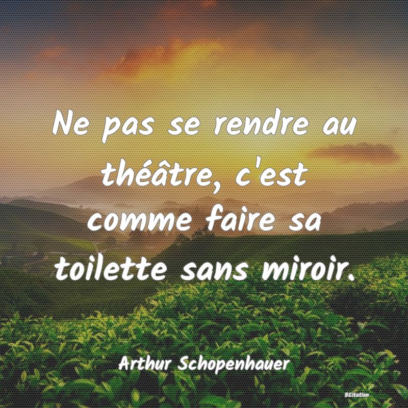 Belle Citation - Ne pas se rendre au théâtre, c'est comme faire sa toilette sans miroir. - Arthur Schopenhauer