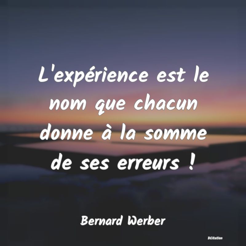 image de citation: L'expérience est le nom que chacun donne à la somme de ses erreurs !