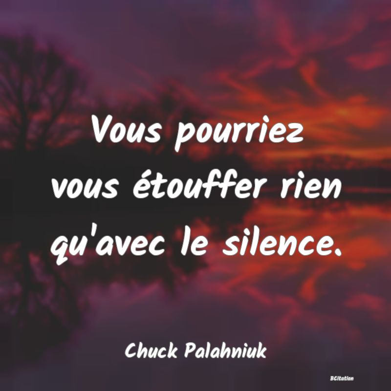 image de citation: Vous pourriez vous étouffer rien qu'avec le silence.