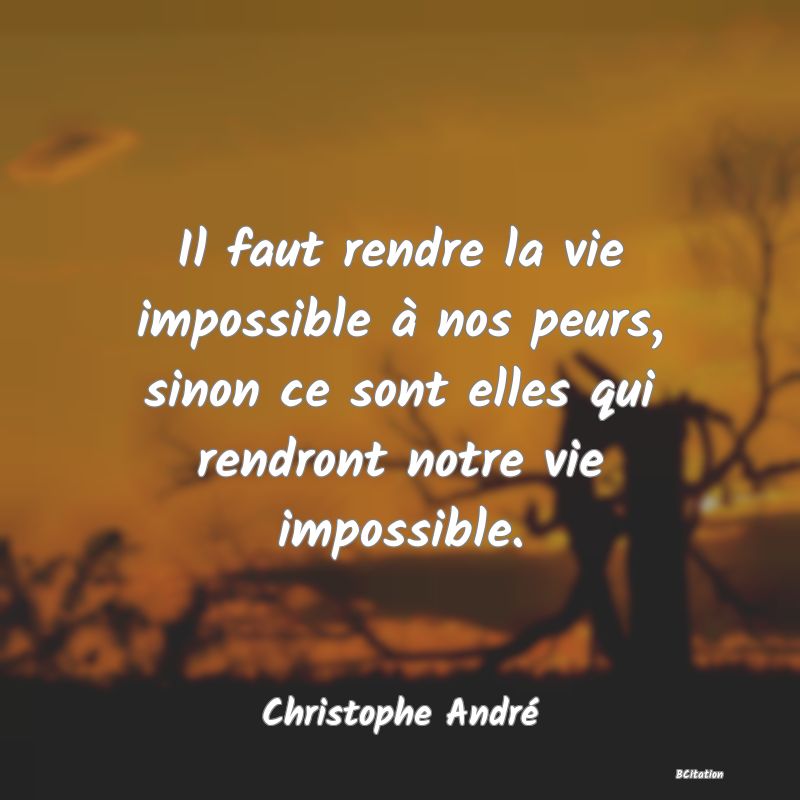 image de citation: Il faut rendre la vie impossible à nos peurs, sinon ce sont elles qui rendront notre vie impossible.