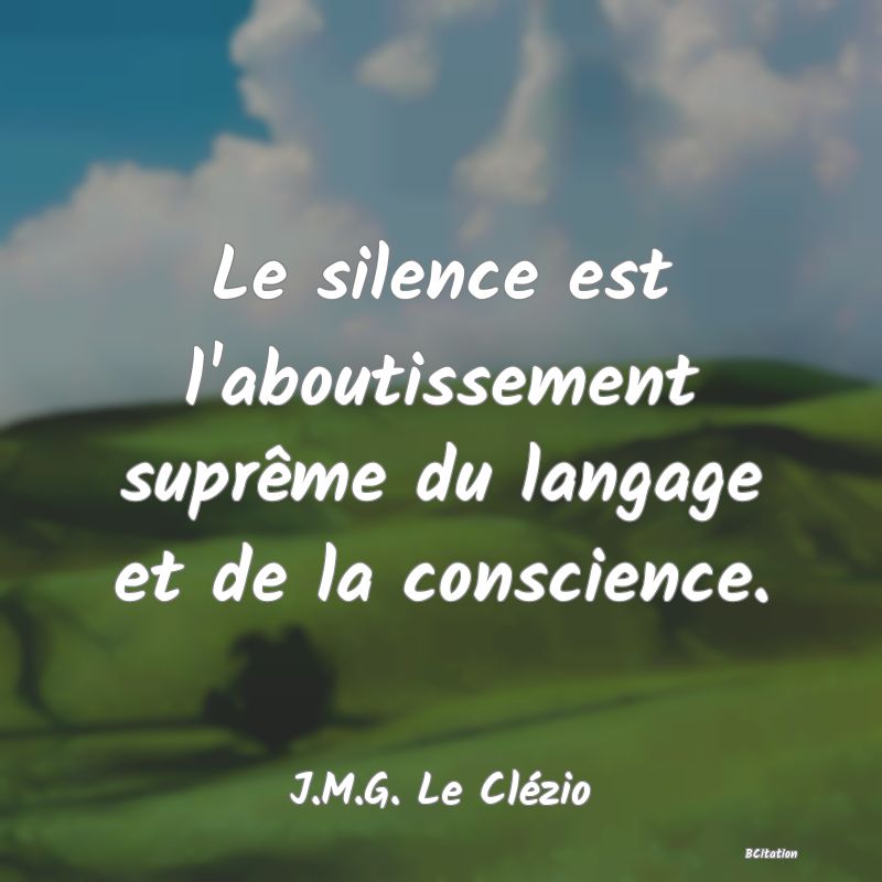 image de citation: Le silence est l'aboutissement suprême du langage et de la conscience.