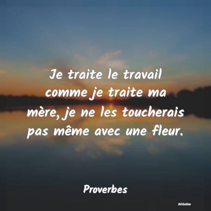 image de citation: Je traite le travail comme je traite ma mère, je ne les toucherais pas même avec une fleur.