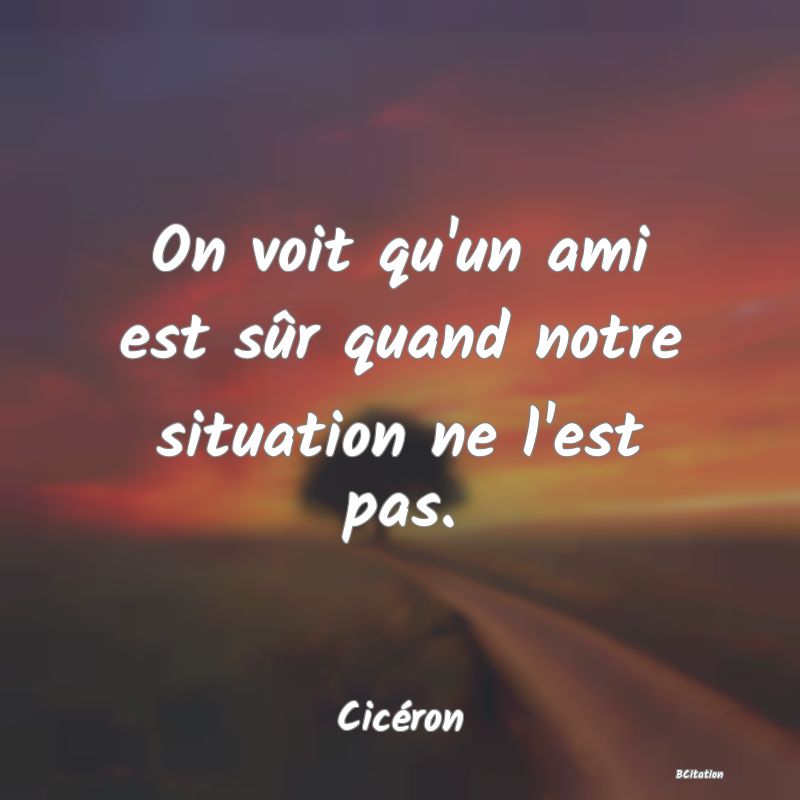 image de citation: On voit qu'un ami est sûr quand notre situation ne l'est pas.