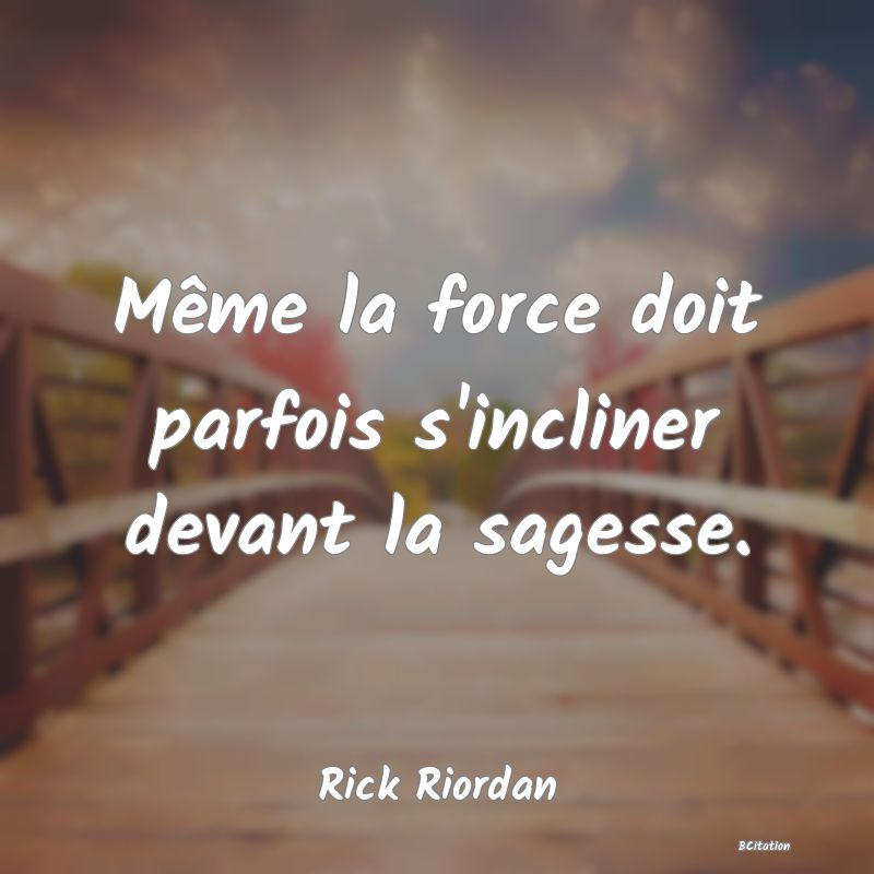 image de citation: Même la force doit parfois s'incliner devant la sagesse.