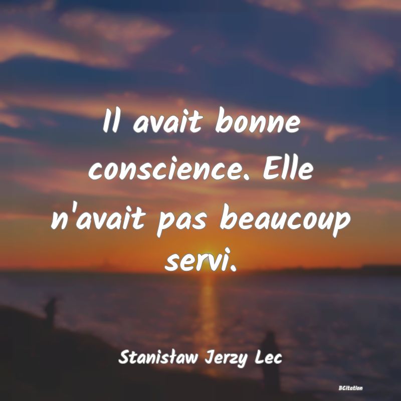 image de citation: Il avait bonne conscience. Elle n'avait pas beaucoup servi.