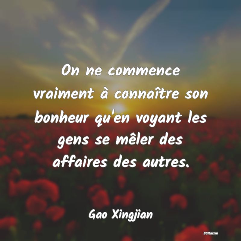 image de citation: On ne commence vraiment à connaître son bonheur qu'en voyant les gens se mêler des affaires des autres.