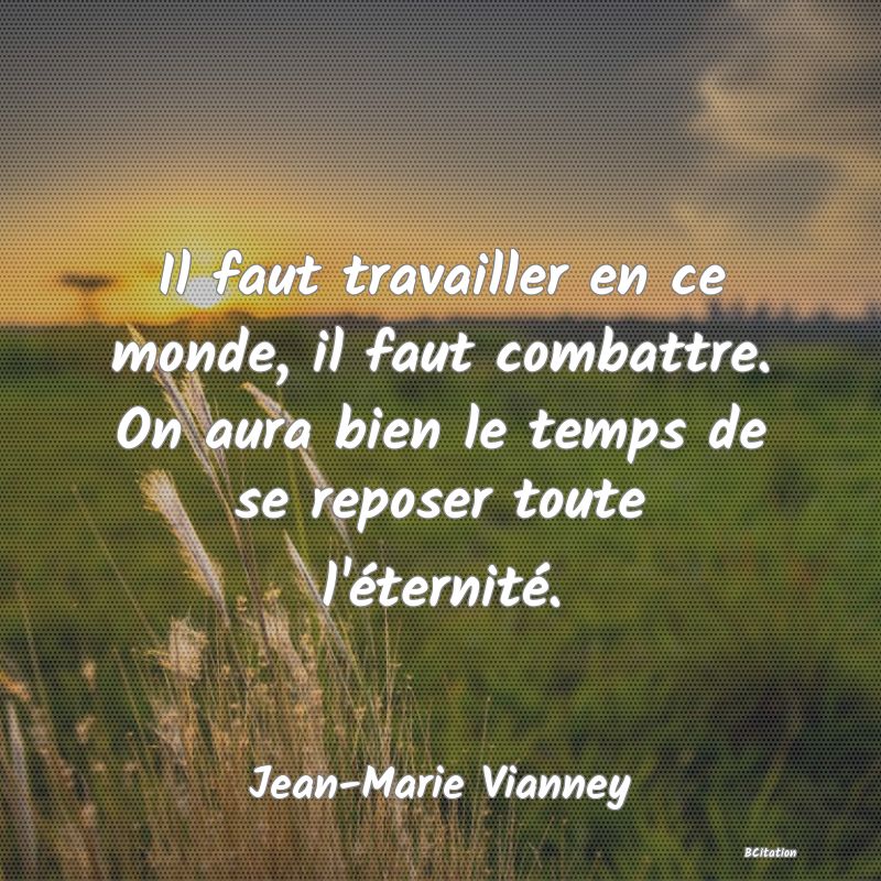 image de citation: Il faut travailler en ce monde, il faut combattre. On aura bien le temps de se reposer toute l'éternité.