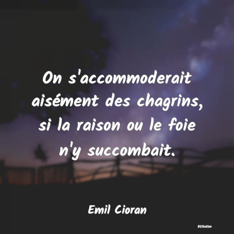 image de citation: On s'accommoderait aisément des chagrins, si la raison ou le foie n'y succombait.