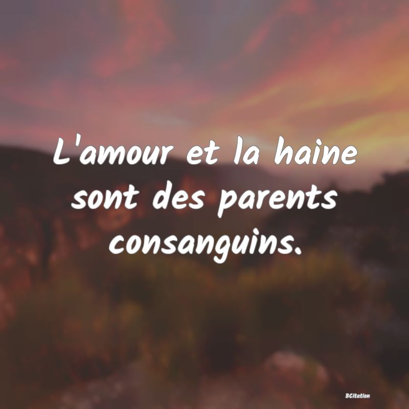 image de citation: L'amour et la haine sont des parents consanguins.