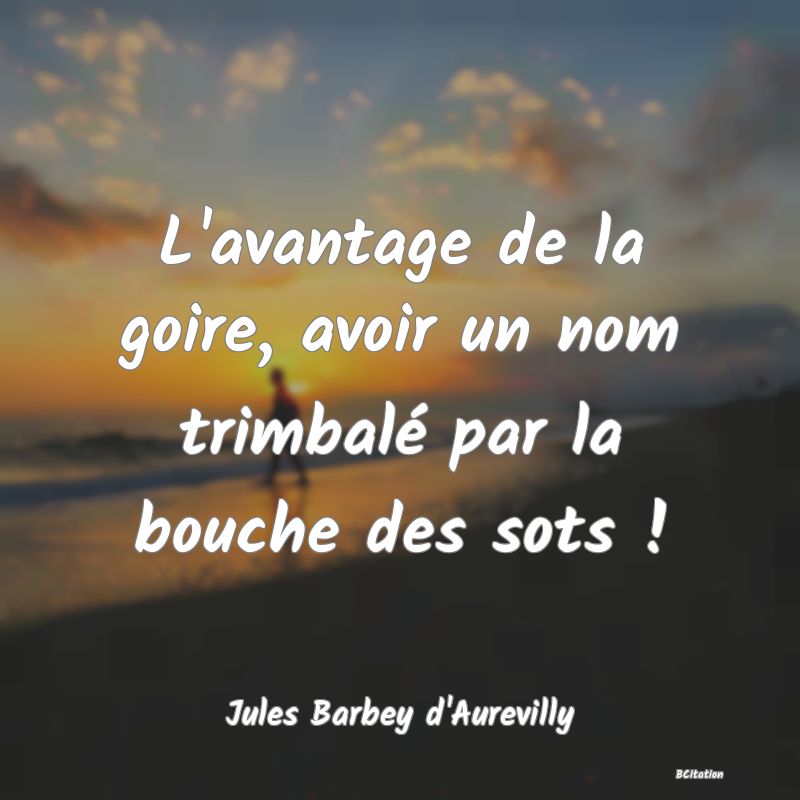 image de citation: L'avantage de la goire, avoir un nom trimbalé par la bouche des sots !