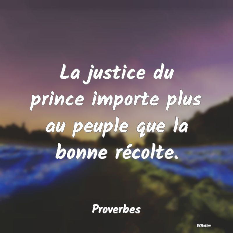 image de citation: La justice du prince importe plus au peuple que la bonne récolte.