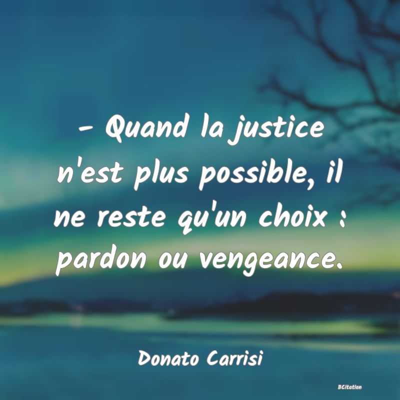 Belle Citation - - Quand la justice n'est plus possible, il ne reste qu'un choix : pardon ou vengeance. - Donato Carrisi