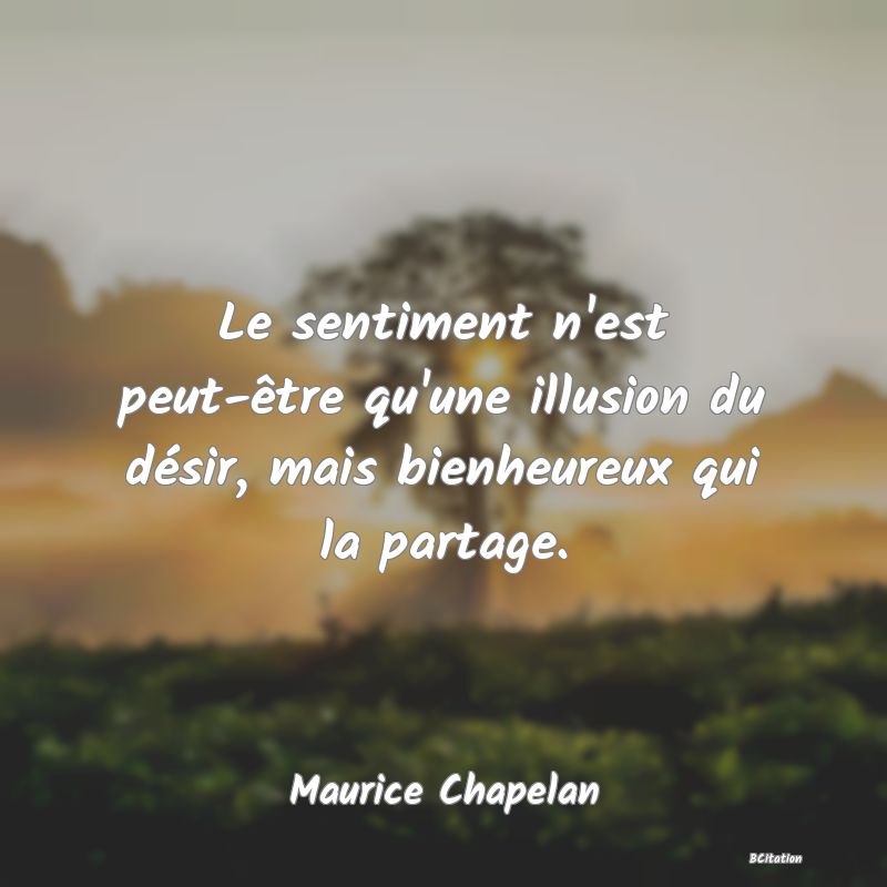 image de citation: Le sentiment n'est peut-être qu'une illusion du désir, mais bienheureux qui la partage.