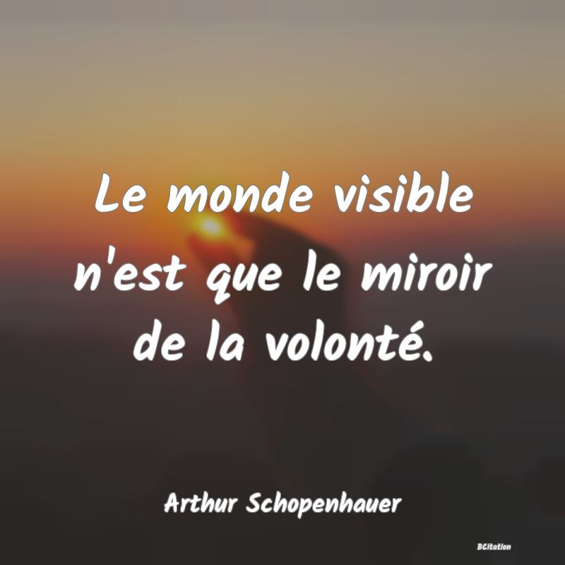 image de citation: Le monde visible n'est que le miroir de la volonté.