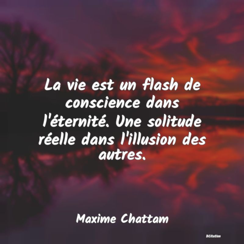 image de citation: La vie est un flash de conscience dans l'éternité. Une solitude réelle dans l'illusion des autres.