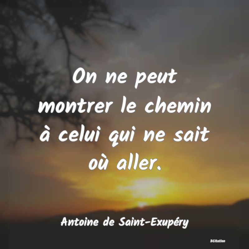 image de citation: On ne peut montrer le chemin à celui qui ne sait où aller.