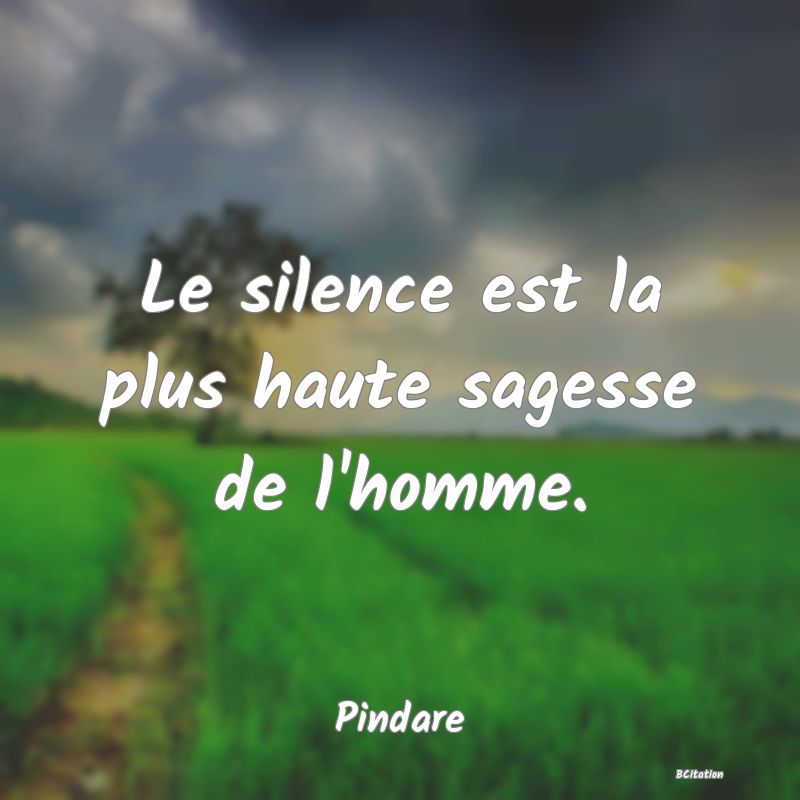 image de citation: Le silence est la plus haute sagesse de l'homme.