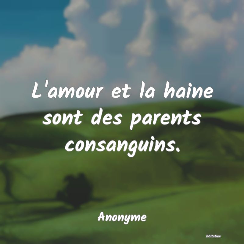 image de citation: L'amour et la haine sont des parents consanguins.