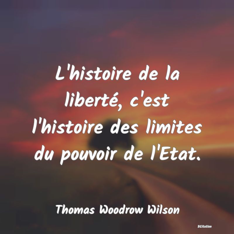 image de citation: L'histoire de la liberté, c'est l'histoire des limites du pouvoir de l'Etat.