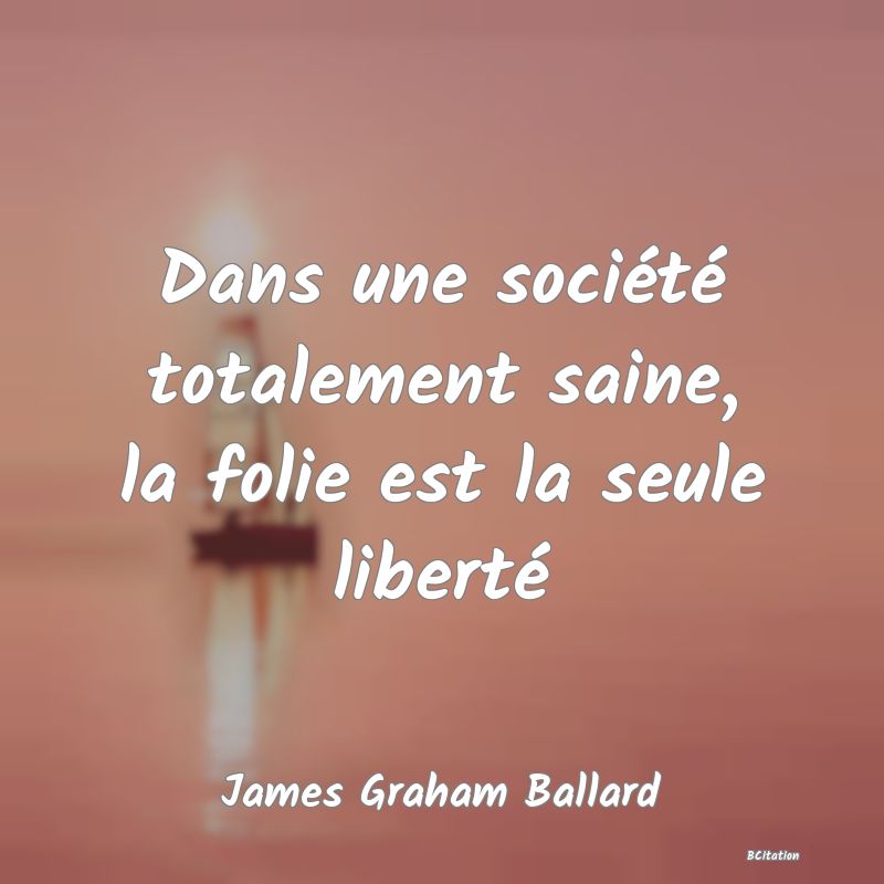 image de citation: Dans une société totalement saine, la folie est la seule liberté