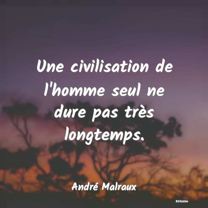 image de citation: Une civilisation de l'homme seul ne dure pas très longtemps.