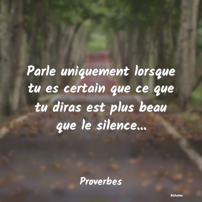 image de citation: Parle uniquement lorsque tu es certain que ce que tu diras est plus beau que le silence...