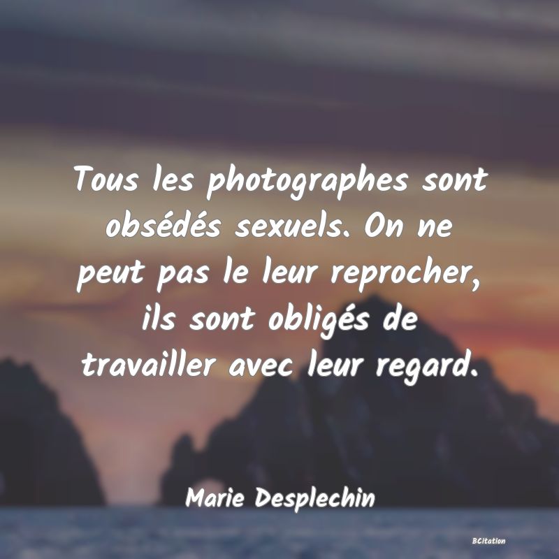 image de citation: Tous les photographes sont obsédés sexuels. On ne peut pas le leur reprocher, ils sont obligés de travailler avec leur regard.