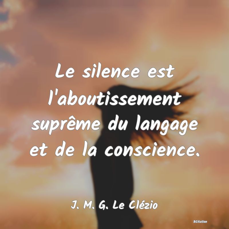 image de citation: Le silence est l'aboutissement suprême du langage et de la conscience.