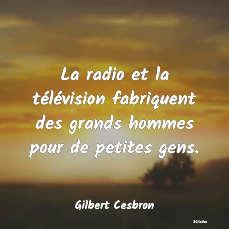 image de citation: La radio et la télévision fabriquent des grands hommes pour de petites gens.