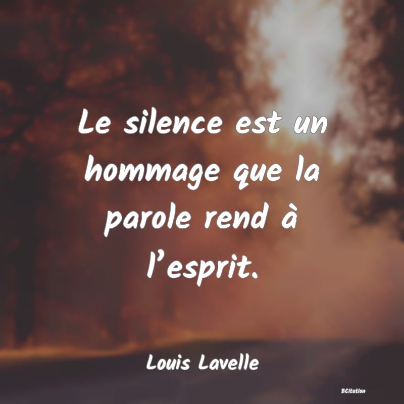 image de citation: Le silence est un hommage que la parole rend à l’esprit.