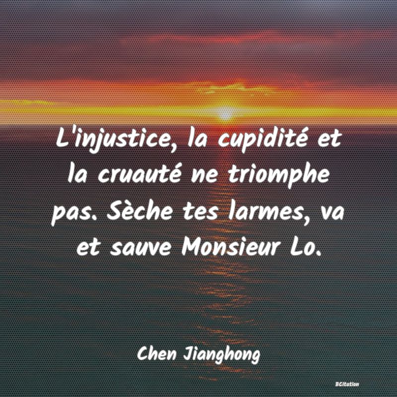 image de citation: L'injustice, la cupidité et la cruauté ne triomphe pas. Sèche tes larmes, va et sauve Monsieur Lo.
