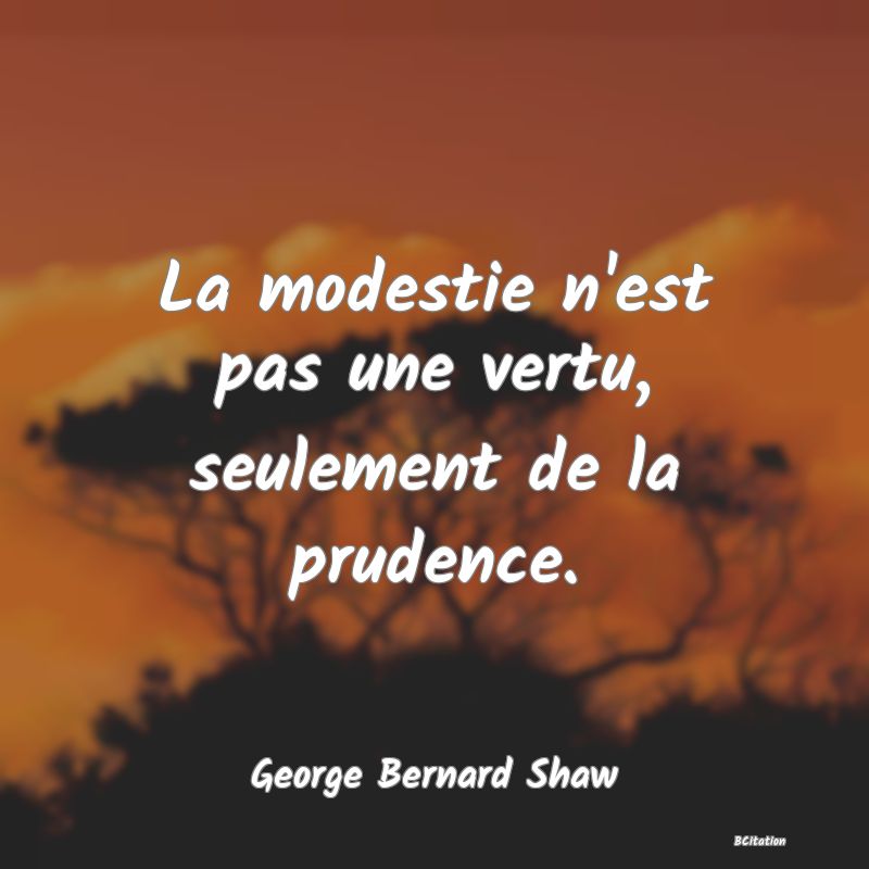 image de citation: La modestie n'est pas une vertu, seulement de la prudence.