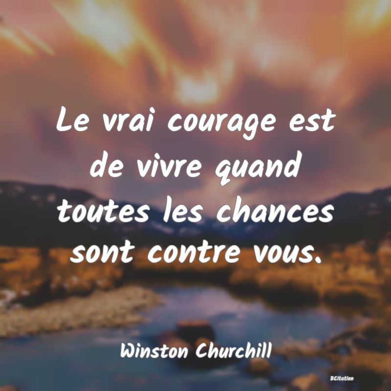image de citation: Le vrai courage est de vivre quand toutes les chances sont contre vous.