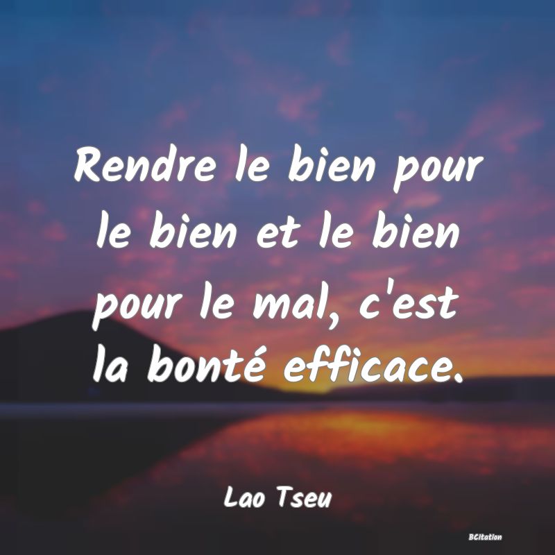 Belle Citation - Rendre le bien pour le bien et le bien pour le mal, c'est la bonté efficace. - Lao Tseu
