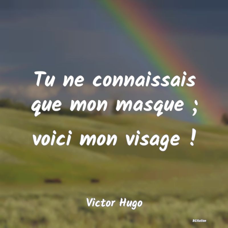 image de citation: Tu ne connaissais que mon masque ; voici mon visage !