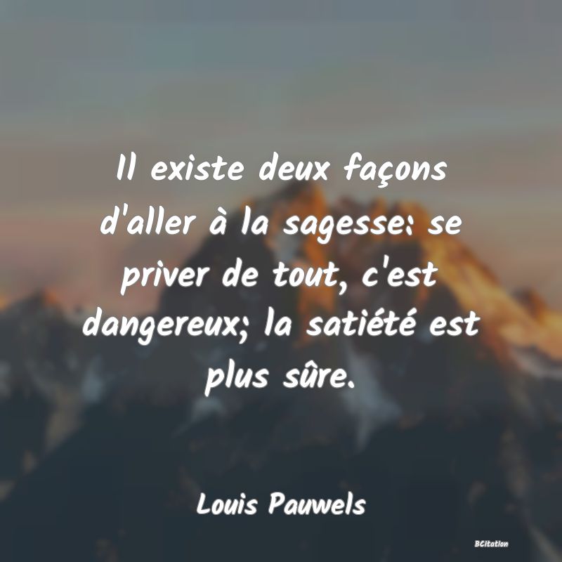 image de citation: Il existe deux façons d'aller à la sagesse: se priver de tout, c'est dangereux; la satiété est plus sûre.