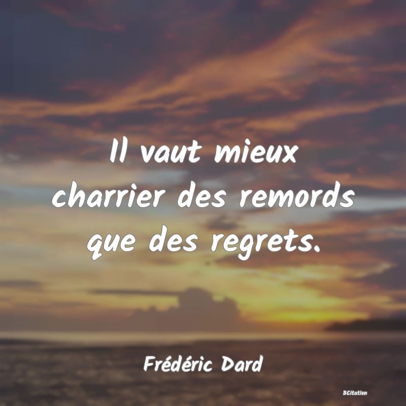 image de citation: Il vaut mieux charrier des remords que des regrets.