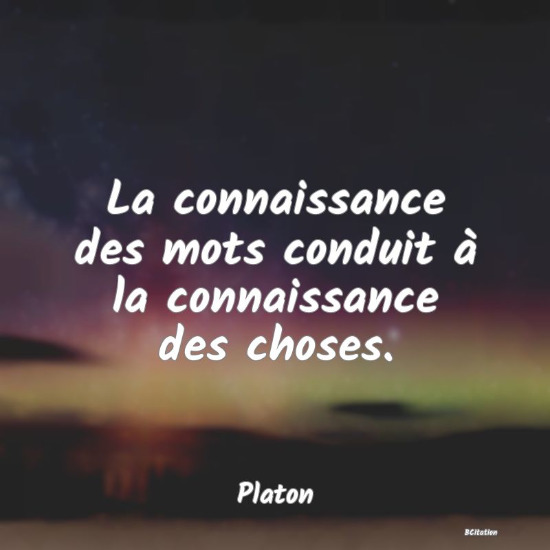 image de citation: La connaissance des mots conduit à la connaissance des choses.