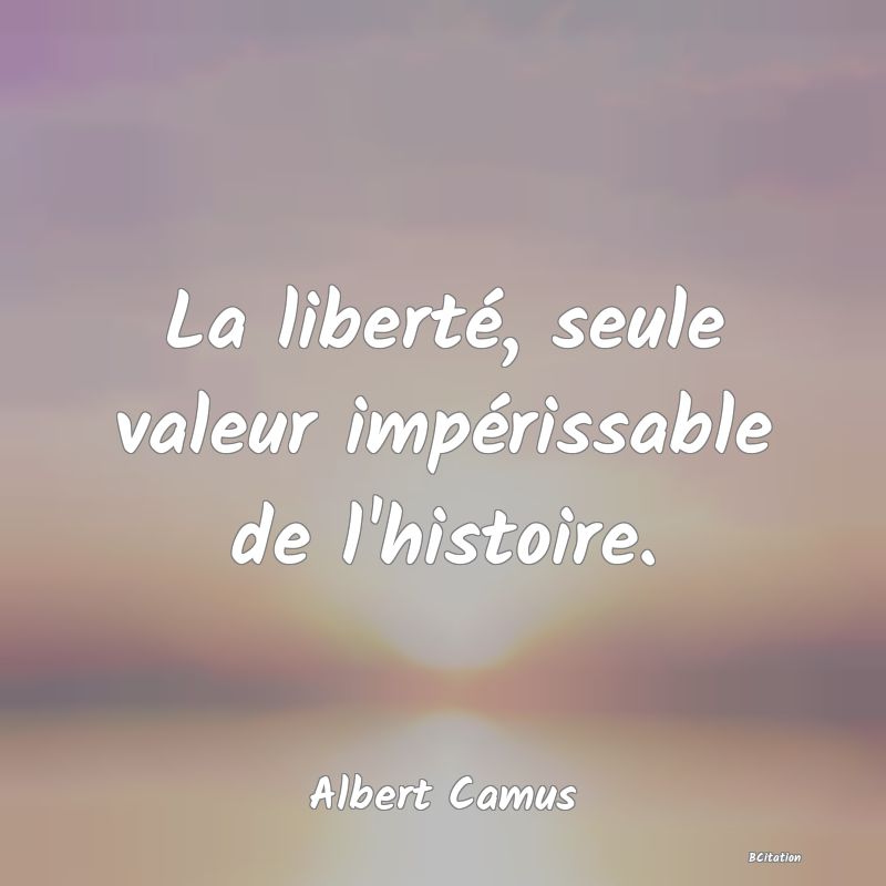 image de citation: La liberté, seule valeur impérissable de l'histoire.