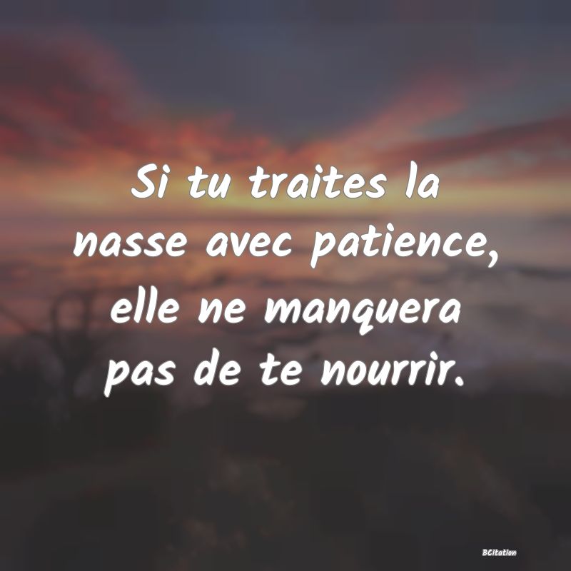 Belle Citation - Si tu traites la nasse avec patience, elle ne manquera pas de te nourrir. - 